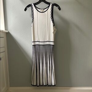 Navy and white sleeveless dress